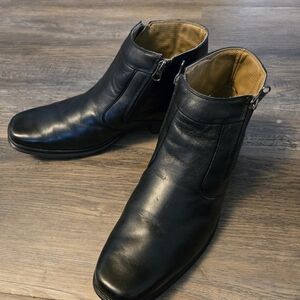 Black Leather Men's Ankle Boots
